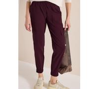 Cargohose CECIL, Damen, Gr. XXL, Länge 28, braun (grape rot), Web, 66% Baumwolle, 30% Polyester, 4% Elasthan, unifarben, loose fit knöchelfrei, Hosen Cargohose, im Loose Fit (60667627-XXL) grape rot