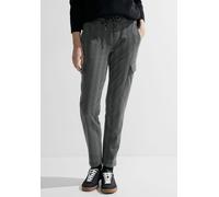 Cargohose CECIL, Damen, Gr. XXL, Länge 30, schwarz, Stoff, 67% Polyester, 30% Viskose, 3% Elasthan, gemustert, normal normal, Hosen Cargohose, im Joggstyle (86663454-XXL) schwarz