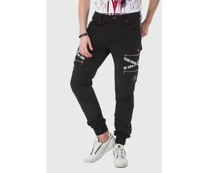 Cargohose CIPO & BAXX "Hose", Herren, Gr. 34, Länge 34, schwarz, 80% Polyarcyl, 12% Elasthan, 8% Polyester, bedruckt, regular fit lang, Hosen Cargohose, mit Trendigen Markenschriftzügen (26892944-34)
