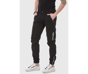 Cargohose CIPO & BAXX "Hose", Herren, Gr. 38, Länge 32, schwarz, 70% Baumwolle, 28% Polyester, 2% Elasthan, unifarben, regular fit lang, Hosen Cargohose, mit elastischen Bündchen (39127031-38) schwarz