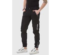 Cargohose CIPO & BAXX "Hose", Herren, Gr. 40, Länge 32, schwarz, 70% Baumwolle, 28% Polyester, 2% Elasthan, unifarben, regular fit lang, Hosen Cargohose, mit elastischen Bündchen (39127031-40) schwarz