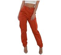 Cargohose Damen Baggy Cargo Hose mit hoher Taille Lose Outdoor Twill Hose Jogginghose Lose Sporthose Baggy Y2K Multi Taschen Cargo Hose (Red, XXXL)