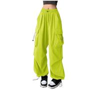 Cargohose Damen Baggy - Weite Hose Damen Hip Hop Y2K Jogginghose Streetwear Freizeithose mit Gummizug Oversized Vintage Weites Bein Sweathose Fallschirmhose Cargo Lange Hosen für Damen