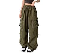 Cargohose Damen Baggy - Weite Hose Damen Hip Hop Y2K Jogginghose Streetwear Freizeithose mit Gummizug Oversized Vintage Weites Bein Sweathose Fallschirmhose Cargo Lange Hosen für Damen