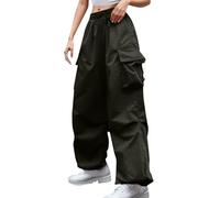Cargohose Damen Baggy - Weite Hose Damen Hip Hop Y2K Jogginghose Streetwear Freizeithose mit Gummizug Oversized Vintage Weites Bein Sweathose Fallschirmhose Cargo Lange Hosen für Damen