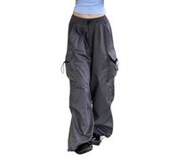 Cargohose Damen Baggy - Weite Hose Damen Hip Hop Y2K Jogginghose Streetwear Freizeithose mit Gummizug Oversized Vintage Sweathose Lässig Lockere Cargo Hosen für Frauen Teenager Mädchen