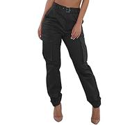 Cargohose Damen High Waist - Cargo Hose Damen Slim fit Chino Hose Haremshose mit Tasche Taktische Outdoorhose Freizeithose Jogginghose Sporthose Coole Wanderhose Lange Hosen für Frauen