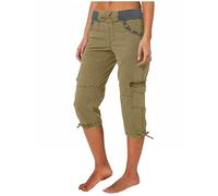Cargohose Damen Sommer Knielang Cargo Shorts 3/4 Arbeitshose Regular Fit Sommerhose Einfarbig Caprihose Baumwolle Hose Hohe Taille Freizeithose Elastisch Sporthose Jogginghose Stoffhose mit Taschen