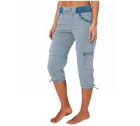 Cargohose Damen Sommer Knielang Cargo Shorts 3/4 Arbeitshose Regular Fit Sommerhose Einfarbig Caprihose Baumwolle Hose Hohe Taille Freizeithose Elastisch Sporthose Jogginghose Stoffhose mit Taschen