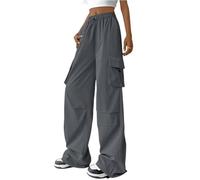 Cargohose Damen Wanderhose Y2K Baggy Hosen Leichte Bequeme Trekkinghose Herbst Winter Lang Freizeithose Hohe Taille Weites Bein Sporthose Straight Leg Sweathose Casual Outdoorhose Streetwear