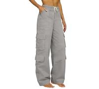 Cargohose Damen Weite Jogginghose Stretch High Waist Cargo Taschen Bootcut Wanderhose Damenhosen mit Gummizug Y2K Arbeitshosen Outdoor Freizeithose