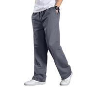 Cargohose, dehnbar, Taille, Baumwolle, Twill, für Herren, leicht, locker, Workwear, Sporthose, Jogging, Wandern, Casual, grau, 5X-Large