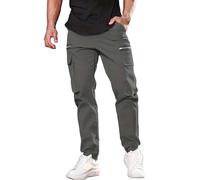 Cargohose für Herren, mit Bündchen, Größe S-3XL, leicht, elastisch, Combat mit Taschen, Trainingshose, leichte Arbeitshose, Laufen, Workout, athletisch, Reisen, Golf, lässige Outdoor-Hose, dunkelgrau