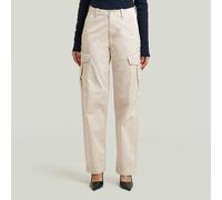 Cargohose G-STAR "Loose Cargo Wmn", Damen, Gr. 27, N-Gr, weißbait, Web, Obermaterial: 97% Baumwolle, 3% Elasthan, unifarben, straight fit lang, Hosen Cargohose, im Straight Fit (59451752-27) weißbait