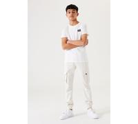Cargohose GARCIA, Jungen, Gr. 170, N-Gr, weiß (moonbeam), Web, Obermaterial: 80% Baumwolle, 18% Polyester, 2% Elasthan, unifarben, regular fit knöchellang, Hosen Cargohose, mit Cargo Taschen, for Boys