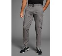 Cargohose H.I.S, Herren, Gr. 33, N-Gr, grau (dunkel grau), Web, Obermaterial: 98% Baumwolle, 2% Elasthan, unifarben, regular fit lang, Hosen Cargohose (94354365-33) dunkel grau