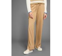 Cargohose HECHTER PARIS, Damen, Gr. 38, N-Gr, beige, Jersey, Obermaterial: 70% Viskose, 25% Polyamid, 5% Elasthan, unifarben, figurumspielend extralang, Hosen Cargohose, mit aufgesetzten Taschen (1412