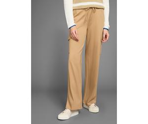 Cargohose HECHTER PARIS, Damen, Gr. 46, N-Gr, beige, Jersey, Obermaterial: 70% Viskose, 25% Polyamid, 5% Elasthan, unifarben, figurumspielend extralang, Hosen Cargohose, mit aufgesetzten Taschen (1412
