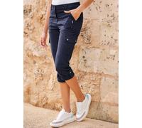 Cargohose HEINE, Damen, Gr. 34, Normalgrößen, blau (marine), 98% Baumwolle, 2% Elasthan, unifarben, 7/8-Länge, Hosen Cargohose (54748956-34) marine