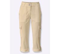Cargohose HEINE, Damen, Gr. 50, Normalgrößen, beige, 98% Baumwolle, 2% Elasthan, unifarben, 7/8-Länge, Hosen Cargohose (18102528-50) beige