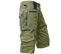 Cargohose Herren 3/4 Outdoor Hose Wanderhose Cargo Shorts Männer Bermuda Shorts Multi Taschen Sommer Kurze Hose Baumwolle Arbeitshose Gummibund Lässig Leichte Cargo Sporthose Freizeithose