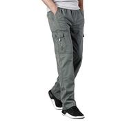 Cargohose Herren Baumwolle Jogginghose Outdoorhose Lange Baggy Hose Freizeithose Pants Cargohose Baumwolle Baggy Hosen Stretch Outdoorhose Arbeitshosen mit Kordelzug Taschen (Army Green, L)