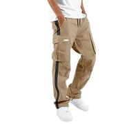 Cargohose Herren Baumwolle Loose Jogginghose Casual Jogger Hose mit Taschen Regular Fit Freizeithose Lange Einfarbig Arbeitshose Vintage Sporthose Trekkinghose für Männer Streetwear Haremshose