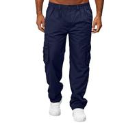 Cargohose Herren Baumwolle Outdoorhose Baggy Freizeithose Lang Cargo Hose Breite Jogginghose Leicht Lockere Atmungsaktiv Wanderhose Hohe Taille Trainingshose Gerade Solide Farbe Sporthose
