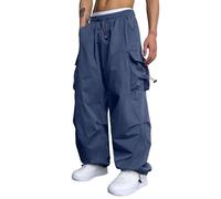 Cargohose Herren Casual Hohe Taille Gerade Bootcut Parachute Pants 90er Sport Freizeithose Vintage Weites Bein Streetwear Hip Hop Hosen Baggy Y2K Teenager Jungen Fallschirmhosen
