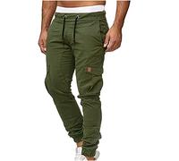 Cargohose Herren Casual Lose Cargo Chino Hose Baumwolle Lang Freizeithose mit Taschen Sporthose Einfarbig Sweatpants Regular Fit Wanderhose Elastische Taille Trekkinghose Outdoorhose