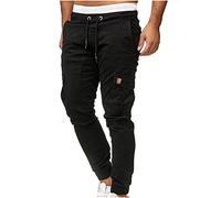 Cargohose Herren Casual Lose Cargo Chino Hose Baumwolle Lang Freizeithose mit Taschen Sporthose Einfarbig Sweatpants Regular Fit Wanderhose Elastische Taille Trekkinghose Outdoorhose