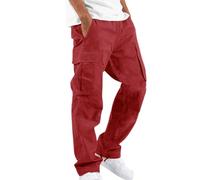 Cargohose Herren Hose Sommer Baumwolle Cargo Hosen Baggy Arbeitshosen Männer Leichte Jogginghose 100 Prozent Baumwolle Herren Herren Hose beige Hose Herren Burgunder