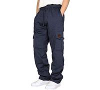 Cargohose Herren Jogginghose Relaxed Fit Lang Sommer Sommerhose Herren Rangerhose Herren Hose Weit Freizeithose Loose Fit Outdoor Hosen (02-Navy, L)
