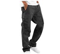 Cargohose Herren,Jogginghosen Für Pockets Hose Loose Fit Cargo Hosen Leicht Arbeitshose Lang Wanderhosen Vinted Sport Hose Casual Training Hose(#B Black,3XL)