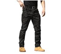 Cargohose Herren mit Taschen Hose Sommer Cargo Hosen Baggy Arbeitshosen Männer Sommerhose Bequeme Freizeithose mit Gummizug Einfarbig Pants Jogginghose Reisverschlusstaschen (Camouflage,3XL)
