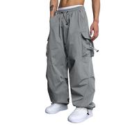Cargohose Herren Oversized Vintage Weites Bein Sweathose Fallschirmhose Cargo Lange Hosen Streetwear Freizeithose mit Gummizug Baggy - Weite Hose Herren Hip Hop Y2K Jogginghose