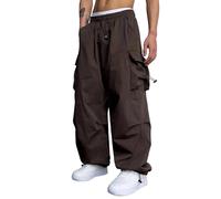 Cargohose Herren Oversized Vintage Weites Bein Sweathose Fallschirmhose Cargo Lange Hosen Streetwear Freizeithose mit Gummizug Baggy - Weite Hose Herren Hip Hop Y2K Jogginghose