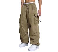 Cargohose Herren Oversized Vintage Weites Bein Sweathose Fallschirmhose Cargo Lange Hosen Streetwear Freizeithose mit Gummizug Baggy - Weite Hose Herren Hip Hop Y2K Jogginghose