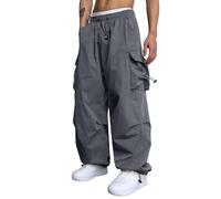 Cargohose Herren Oversized Vintage Weites Bein Sweathose Fallschirmhose Cargo Lange Hosen Streetwear Freizeithose mit Gummizug Baggy - Weite Hose Herren Hip Hop Y2K Jogginghose