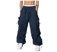 Cargohose Herren Oversized Vintage Weites Bein Sweathose Fallschirmhose Cargo Lange Hosen Streetwear Freizeithose mit Gummizug Baggy - Weite Hose Herren Hip Hop Y2K Jogginghose