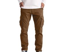 Cargohose Herren Regular Fit Freizeithose Baumwolle Lange Einfarbig Arbeitshose Loose Casual Cargo Hose mit Taschen Freizeithose Vintage Sporthose Trekkinghose für Männer Streetwear