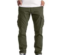 Cargohose Herren Regular Fit Freizeithose Baumwolle Lange Einfarbig Arbeitshose Loose Casual Cargo Hose mit Taschen Freizeithose Vintage Sporthose Trekkinghose für Männer Streetwear