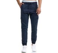 Cargohose INDICODE "INLevi", Herren, Gr. M, N-Gr, blau (navy), Web, Obermaterial: 98% Baumwolle, 2% Elasthan, unifarben, regular fit knöchellang, Hosen Cargohose, mit seitlichen Cargotaschen und elast