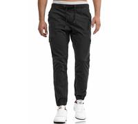 Cargohose INDICODE "INLevi", Herren, Gr. M, N-Gr, schwarz, Web, Obermaterial: 98% Baumwolle, 2% Elasthan, unifarben, regular fit knöchellang, Hosen Cargohose, mit seitlichen Cargotaschen und elastisch
