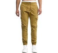 Cargohose INDICODE "INLevi", Herren, Gr. S, N-Gr, braun (amber), Web, Obermaterial: 98% Baumwolle, 2% Elasthan, unifarben, regular fit knöchellang, Hosen Cargohose, mit seitlichen Cargotaschen und ela