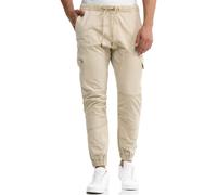 Cargohose INDICODE "INLevi", Herren, Gr. S, N-Gr, grau (fog), Web, Obermaterial: 98% Baumwolle, 2% Elasthan, unifarben, regular fit knöchellang, Hosen Cargohose, mit seitlichen Cargotaschen und elasti