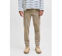 Cargohose JACK & JONES "JPSTACE ARTHUR DOBBY CARGO SN", Herren, Gr. 30, Länge 32, beige (brindle), Web, Obermaterial: 97% Baumwolle, 3% Elasthan, unifarben, regular fit normal, Hosen (44335529-30) bri