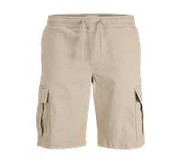 Cargohose JACK & JONES "JPSTCOLE DYLAN CARGO SHORTS MID", Herren, Gr. S, N-Gr, crockery, Web, Obermaterial: 98% Baumwolle, 2% Elasthan, unifarben, relaxed fit knöchellang, Hosen Cargohose (44831445-S)