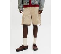 Cargohose JACK & JONES "JPSTCOLE FRANK CARGO SHORT MID SN", Herren, Gr. L, N-Gr, crockery, Web, Obermaterial: 100% Baumwolle, unifarben, Hosen Cargohose, mit Seitentaschen (53688747-L) crockery