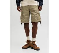 Cargohose JACK & JONES "JPSTCOLE FRANK CARGO SHORT MID SN", Herren, Gr. S, N-Gr, beige (olive night), Web, Obermaterial: 100% Baumwolle, unifarben, Hosen Cargohose, mit Seitentaschen (67025135-S) oliv